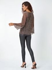 Roman Metallic Shimmer Plisse Stretch Top - Image 3 of 5