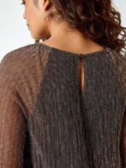 Roman Metallic Shimmer Plisse Stretch Top - Image 5 of 5