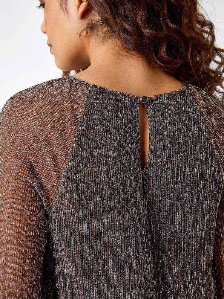 Roman Metallic Shimmer Plisse Stretch Top - Image 5 of 5