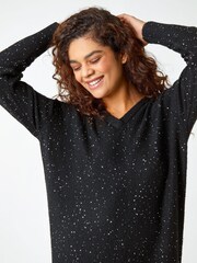 Roman Black Sequin Detail Stretch Jumper Dress - Image 4 of 5