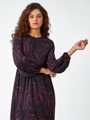 Roman Pink Swirl Pocket Stretch Smock Dress - Image 2 of 5