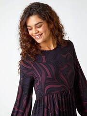 Roman Pink Swirl Pocket Stretch Smock Dress - Image 4 of 5