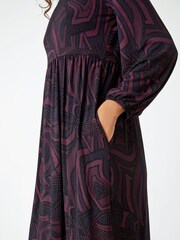 Roman Pink Swirl Pocket Stretch Smock Dress - Image 5 of 5