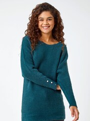 Roman Green Fluffy Batwing Blouson Jumper - Image 3 of 5