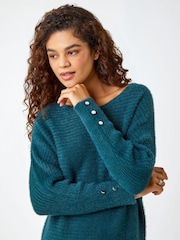 Roman Green Fluffy Batwing Blouson Jumper - Image 4 of 5
