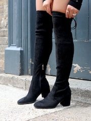 Linzi Black Axel Block Heeled Over The Knee Boots - Image 1 of 4