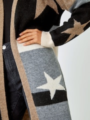 Roman Natural Colour Block Star Longline Cardigan - Image 6 of 6