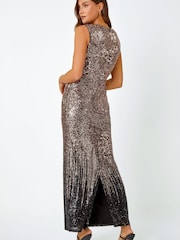 Roman Metallic Ruched Sequin Stretch Maxi Dress - Image 2 of 5