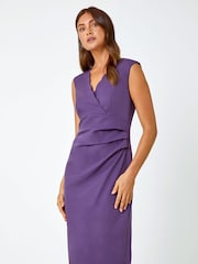 Roman Purple Chrome Scallop Edge Fitted Shift Dress - Image 1 of 5