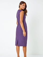 Roman Purple Chrome Scallop Edge Fitted Shift Dress - Image 3 of 5