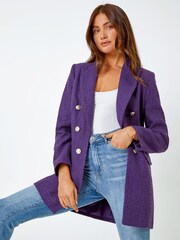 Roman Purple Longline Boucle Tailored Blazer - Image 1 of 5