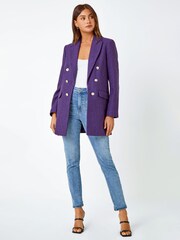 Roman Purple Longline Boucle Tailored Blazer - Image 2 of 5