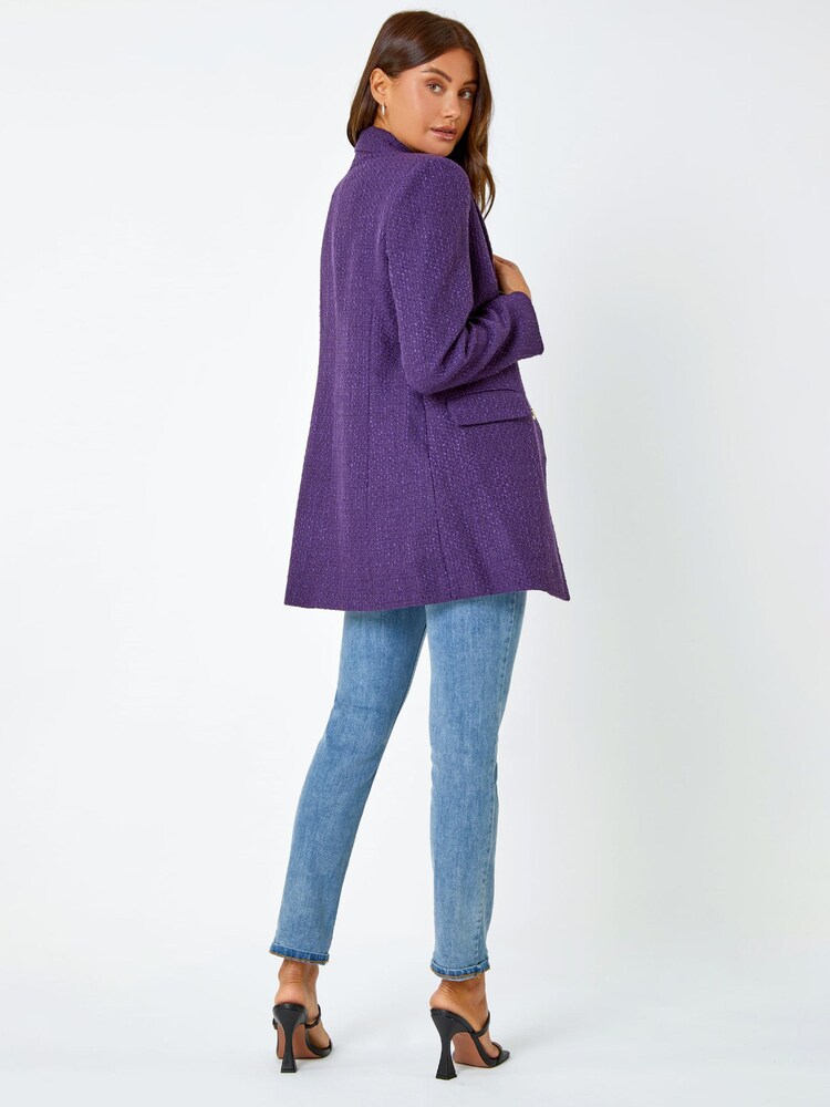 Roman Purple Longline Boucle Tailored Blazer - Image 3 of 5