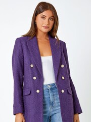 Roman Purple Longline Boucle Tailored Blazer - Image 4 of 5