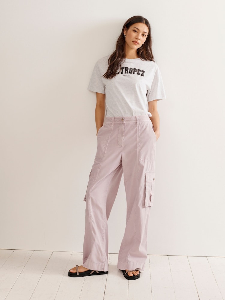 Flieder-Violett - Cargohose aus 100 % Baumwolle mit verstellbarem Bund - Bild 1 von 7