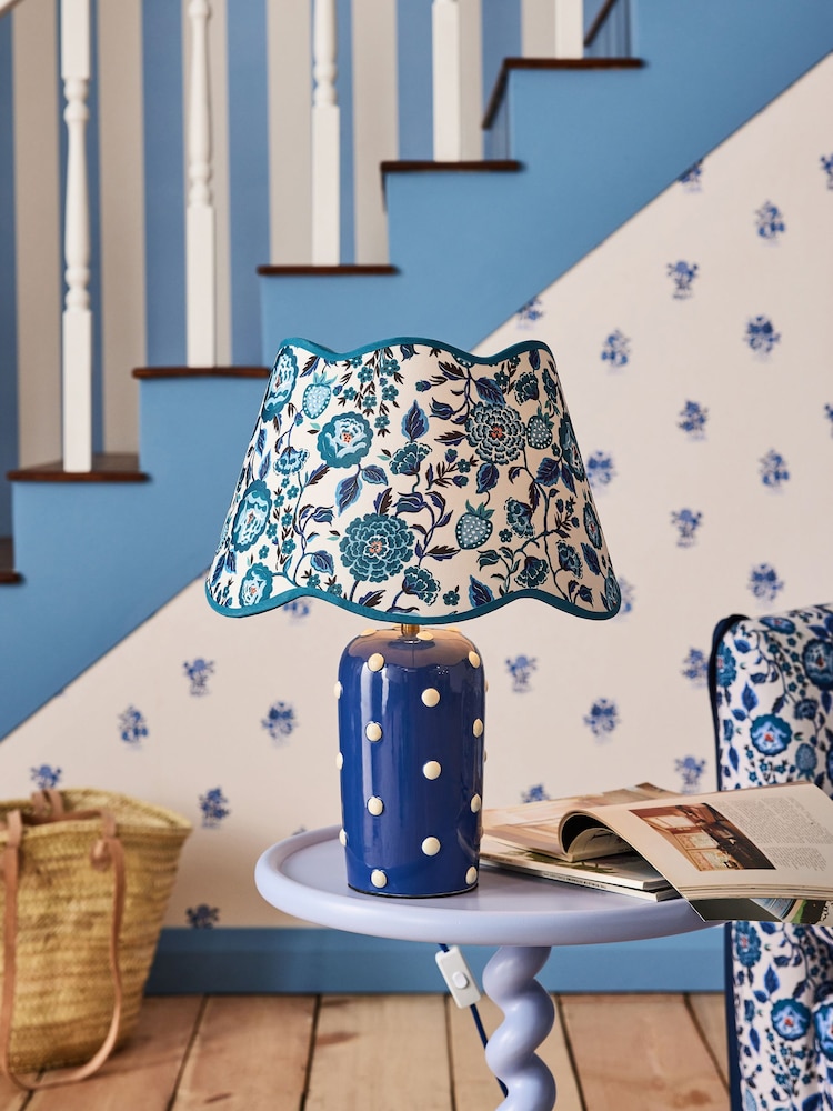 Cath Kidston Blue Strawberry Garden Scallop Spot Table Lamp - Image 1 of 4