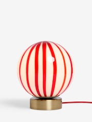 Cath Kidston Red/White Glass Marble Table Lamp - Image 2 of 4