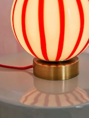 Cath Kidston Red/White Glass Marble Table Lamp - Image 4 of 4