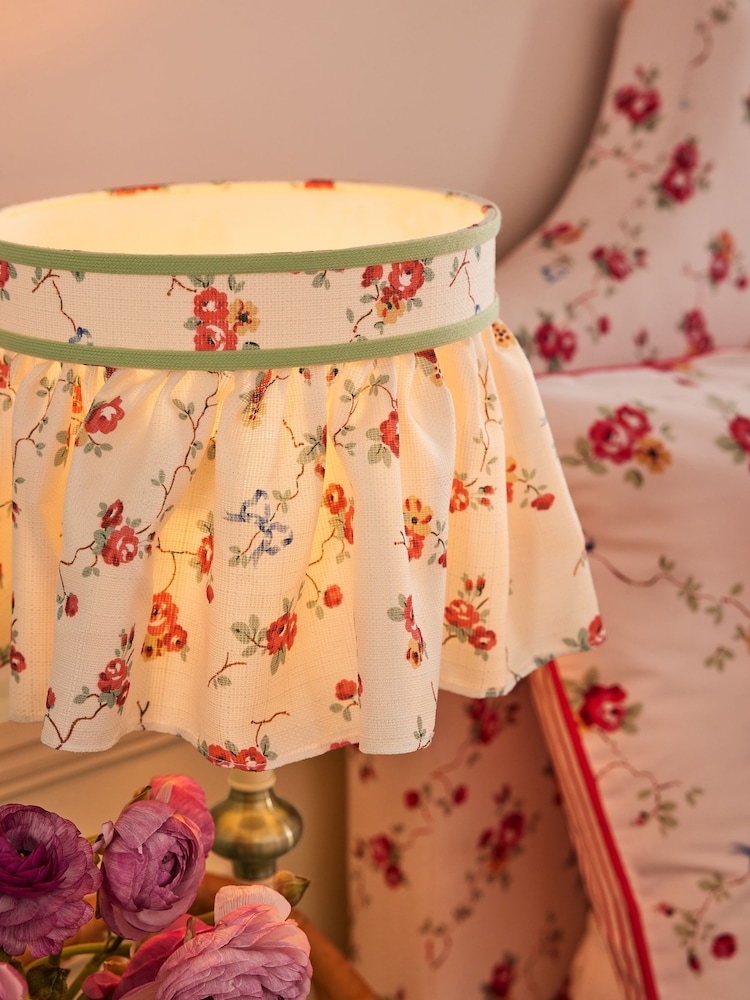 Cath Kidston CreamRed Fabric Frill Table Lamp - Image 1 of 3
