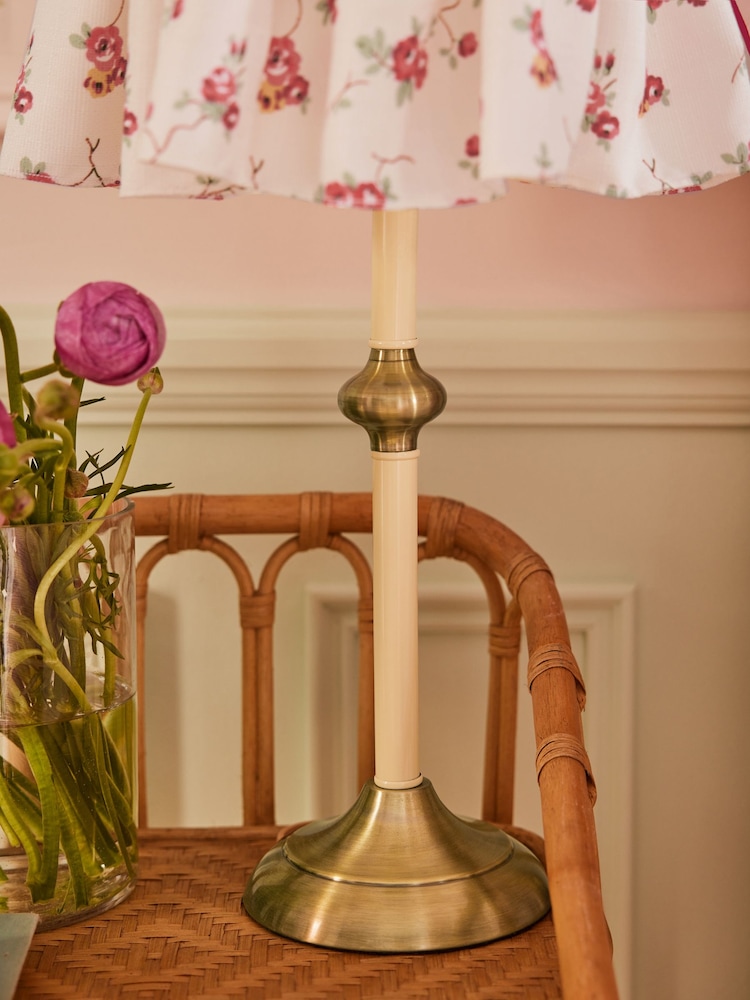 Cath Kidston CreamRed Fabric Frill Table Lamp - Image 2 of 3
