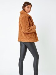 Roman Brown Short Soft Teddy Coat - Image 2 of 5