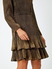 Roman Metallic Plisse Shimmer Tiered Mini Dress - Image 5 of 5
