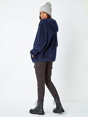 Roman Blue Hooded Sherpa Borg Fleece Jacket - Image 3 of 5