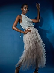 Roman Natural Elasticated Mesh Layered Skirt - Image 1 of 5