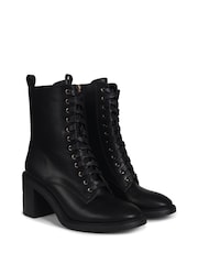 Linzi Black Rylie Lace Up Block Heel Ankle Boots - Image 3 of 4