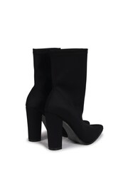 Linzi Black Diva Lycra Pointed Toe Sock Boots With Block Heel - Image 3 of 4
