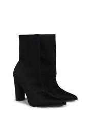 Linzi Black Diva Lycra Pointed Toe Sock Boots With Block Heel - Image 4 of 4