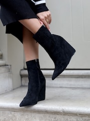 Linzi Black Karis Wedged Ankle Boots - Image 2 of 5