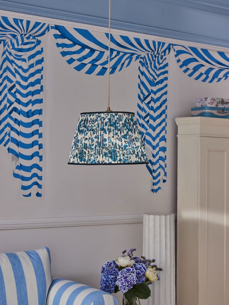 Cath Kidston Cream/Blue Gathered Strawberry Garden Easyfit Shade - Image 1 of 5