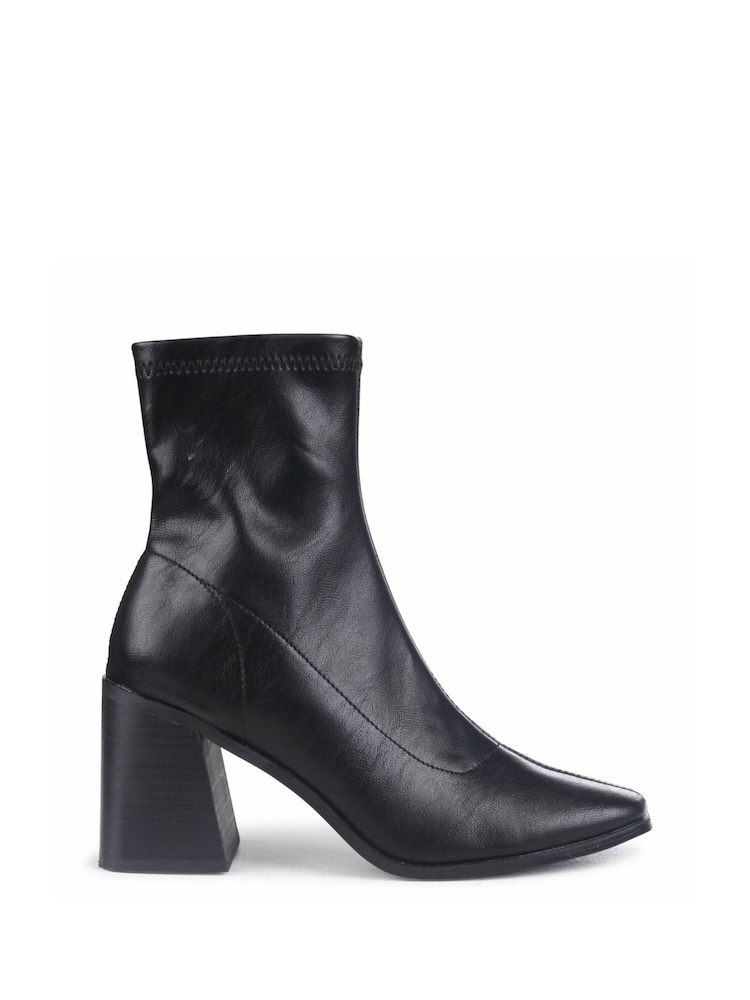 Linzi Black Taylor Faux Leather Square Toe Sock Style Boots - Image 2 of 4