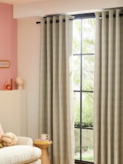 Multicolour Green Chevron Jacquard Eyelet Lined Curtains - Image 2 of 5