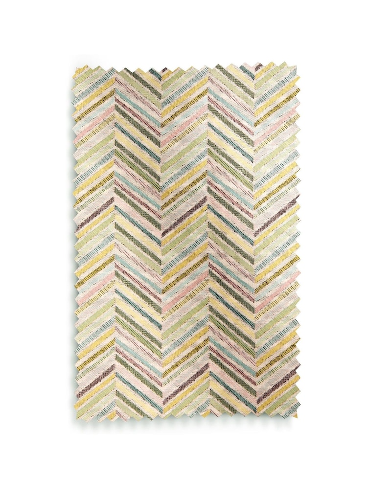 Multicolour Green Chevron Jacquard Eyelet Lined Curtains - Image 5 of 5