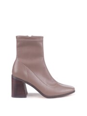 Linzi Grey Taylor Faux Leather Square Toe Sock Style Boots - Image 2 of 4