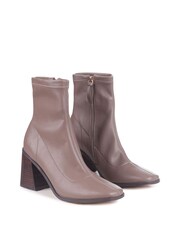 Linzi Grey Taylor Faux Leather Square Toe Sock Style Boots - Image 3 of 4