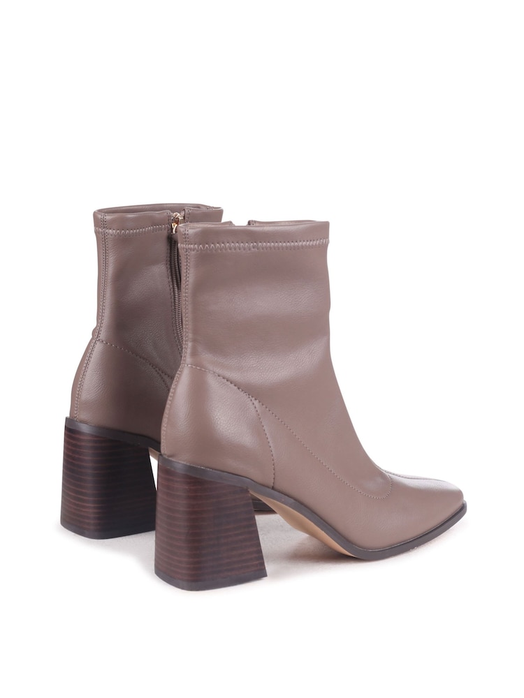 Linzi Grey Taylor Faux Leather Square Toe Sock Style Boots - Image 4 of 4