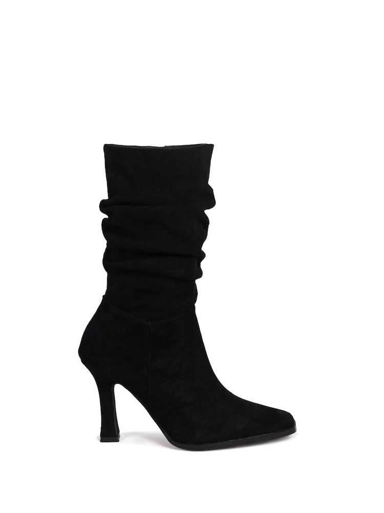 Botas de tacón fruncidas de caña media y puntera cuadrada Ember de Linzi - Imagen 2 de 4