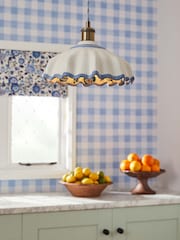 Cath Kidston Cream/Blue Ceramic Folded Ceiling Pendant - Image 1 of 4