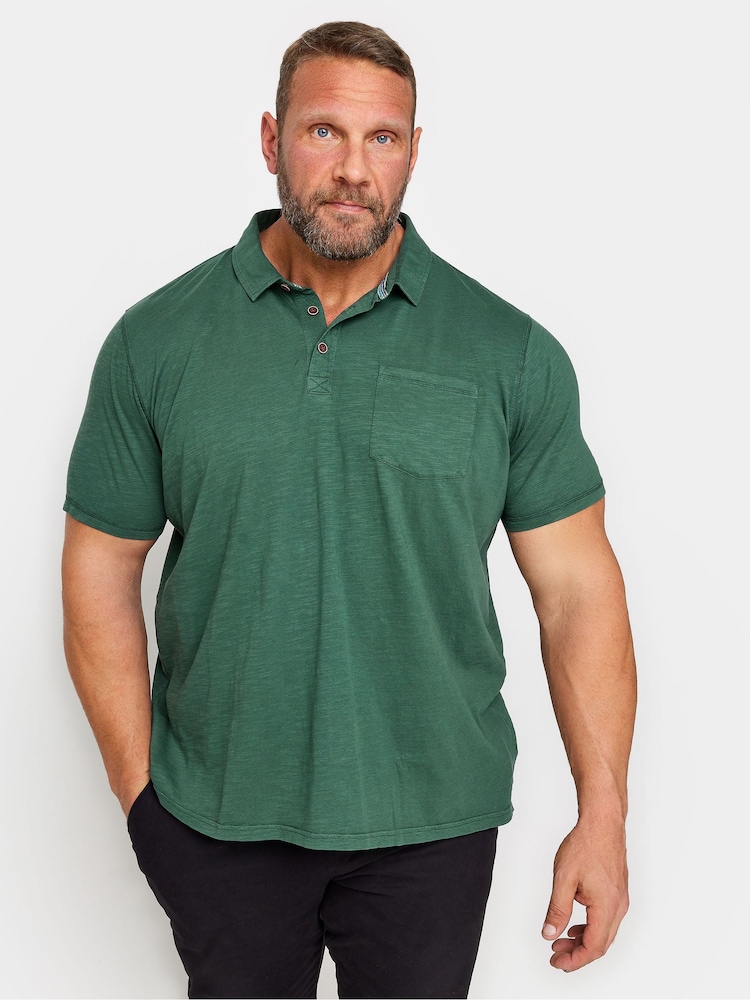 BadRhino Big & Tall Green 100% Cotton Slub Polo Shirt - Image 1 of 2