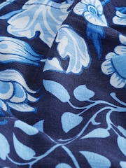 Morris & Co. Hyacinth Navy Floral Tie Neck Linen Blend Summer Dress - Image 2 of 7