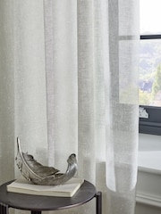 Natural/Gold Shimmer Slot Top Voile Unlined Sheer Panel Curtain - Image 2 of 3