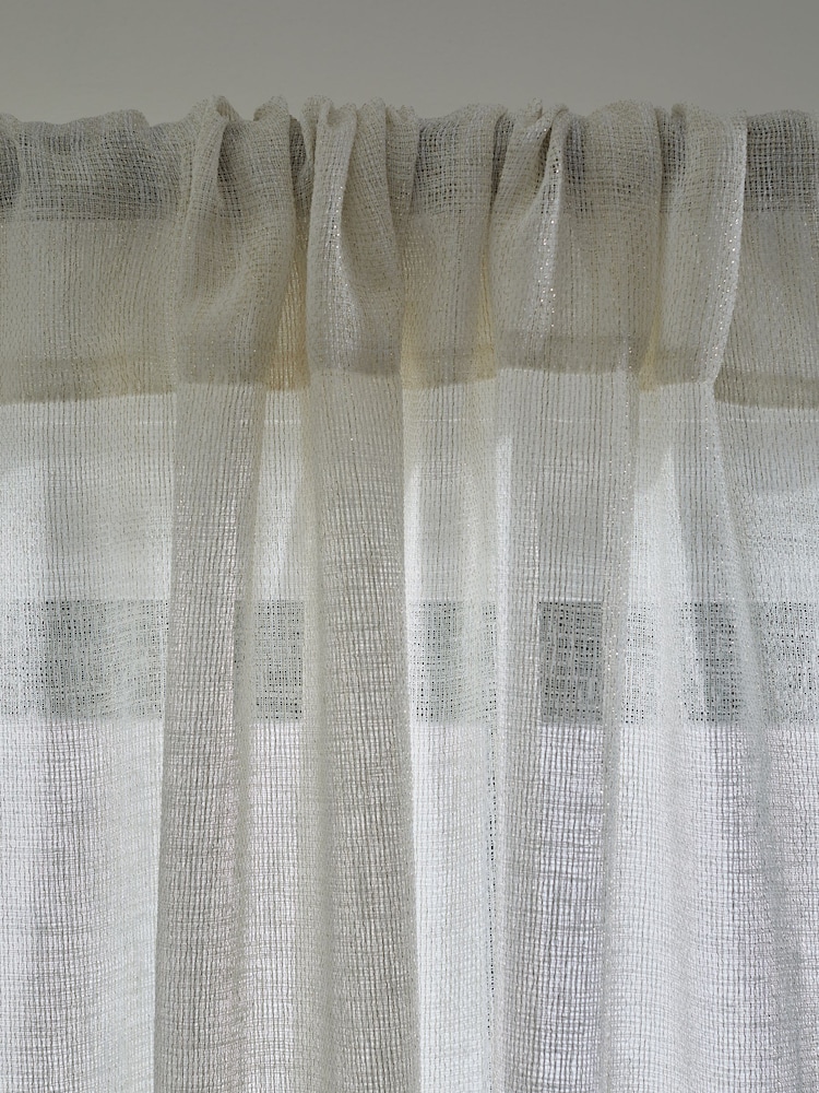 Natural/Gold Shimmer Slot Top Voile Unlined Sheer Panel Curtain - Image 3 of 3