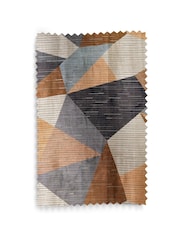 Blue/Orange Collection Luxe Heavyweight Cut Velvet Abstract Eyelet Lined Curtains - Image 6 of 6