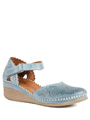 Pavers Blue Casual Leather Touch Fasten Mary Janes - Image 1 of 5