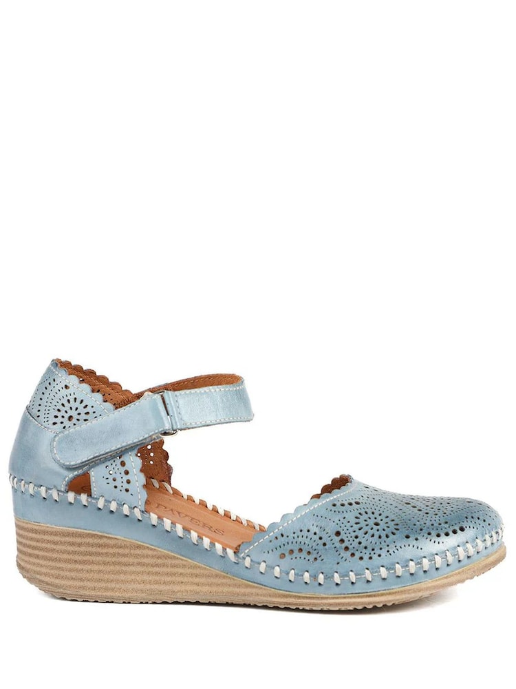 Pavers Blue Casual Leather Touch Fasten Mary Janes - Image 2 of 5