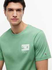 Tommy Hilfiger Green Logo Graphic Jersey Crew Neck T-Shirt - Image 4 of 5