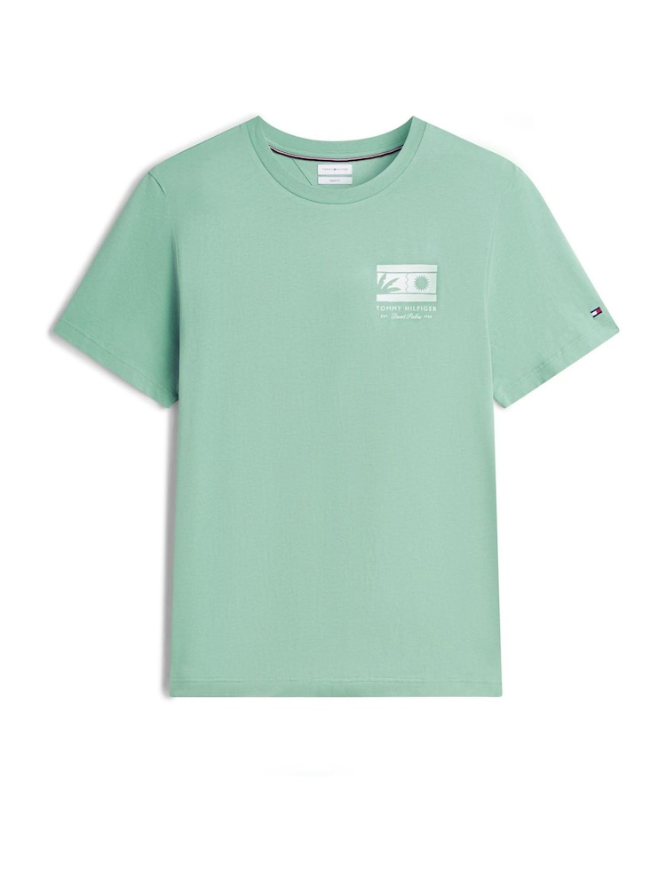 Tommy Hilfiger Green Logo Graphic Jersey Crew Neck T-Shirt - Image 5 of 5